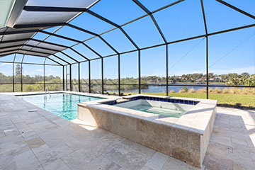 Pool and spa with view of intracoastal waterway - Flagler Beach, Florida